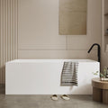 67" Acrylic Soaking Bathtub, Deep Modern Tub with Non-Slip Base, CUPC Certified, Space-Saving Bath with Chrome Drain and Overflow, Easy Install for Small Bathrooms, White