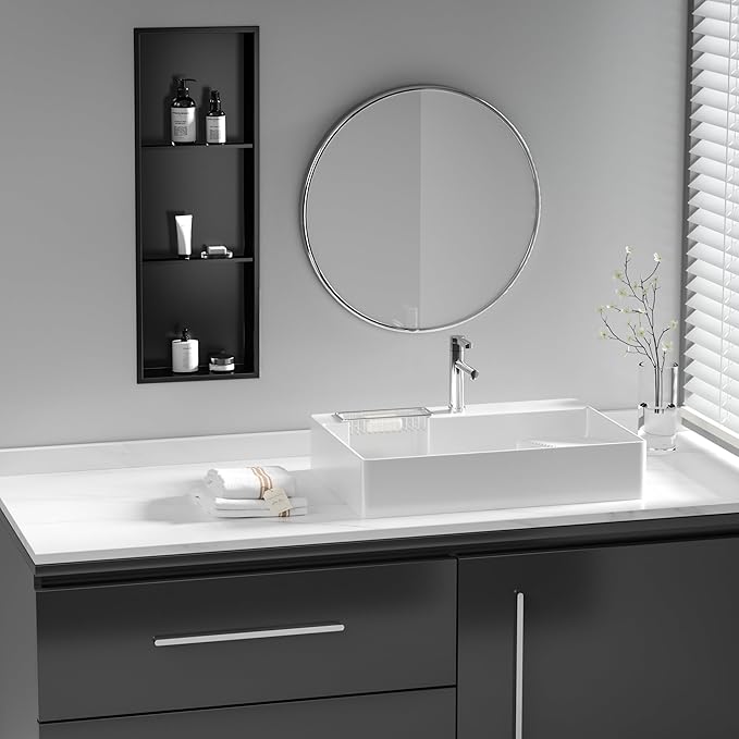 Neodrain 3-Tier 12X36 Inch Recessed Shower Niche Tile Ready, Matte Black Stainless NO Tile Needed Wall Niche for Shower & Bathroom Storage, Waterproof Bath Organizer