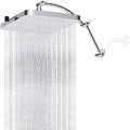 Hibbent Rain Shower Head, 13'' High Pressure Rainfall Square 5 Spray Mode Showerhead with 16" Shower Head Extension Arm, Solid Brass Adjustable Shower Arm Extender, Waterfall fixed Showerheads, Silver