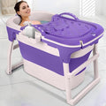 Portable Bathtub, 39 inch Portable Folding Bathtub for Adult, Portable Soaking Bath Tub with Ergonomic Seat & Massage Roller, Freestanding Surround Collapsible Tub for Hot Bath Ice Bath (Purple)