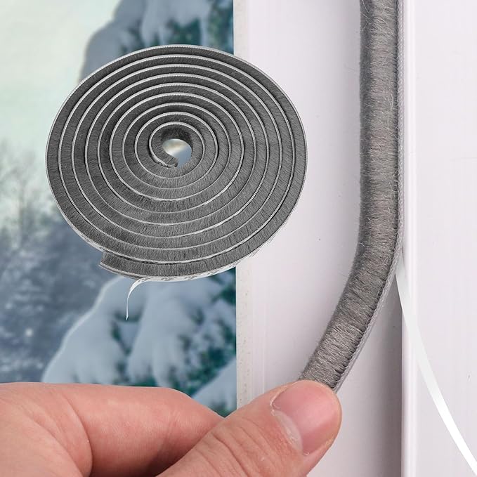 40FT Brush Weather Stripping Door Window Seal - Weather Strip Insulation for Door Frame & Window, Soundproofing Weather Stripping