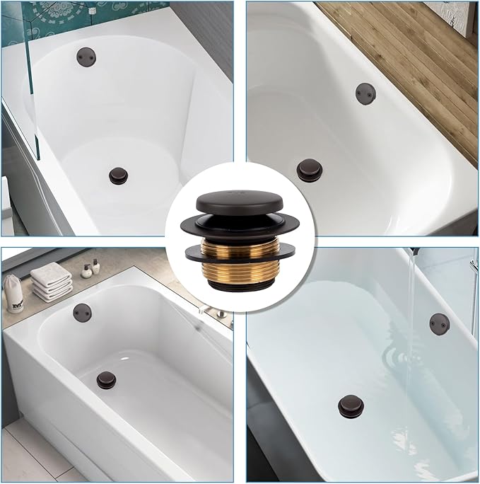 Bronze Bathtub Tub Drain Conversion Kit with Two-Hole Overflow Faceplate, Minupwell Tip-Toe Replacement Bath Tub Drain Trim Kit with Universal Fine/Coarse Thread Assembly，Oil Rubbed Bronze