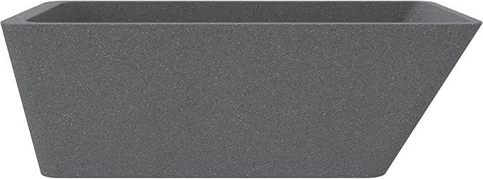 65'' Stone Resin Solid Surface Freestanding Bathtub, Terrazzo Bathtub Soaking Tub，Modern Elegant Design Soaking Stand Alone Tub, Matte Greyish stone, Drain and Overflow Included 009-1650
