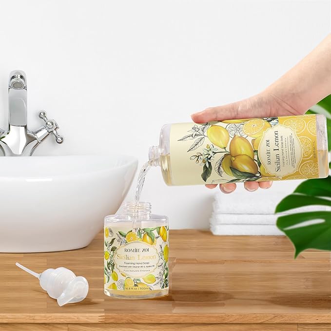 ROMIIE ZOI Foaming Hand Soap Refill, Lemon, Gentle & Moisturizing Formula, 1 L/ 33.8 FL OZ