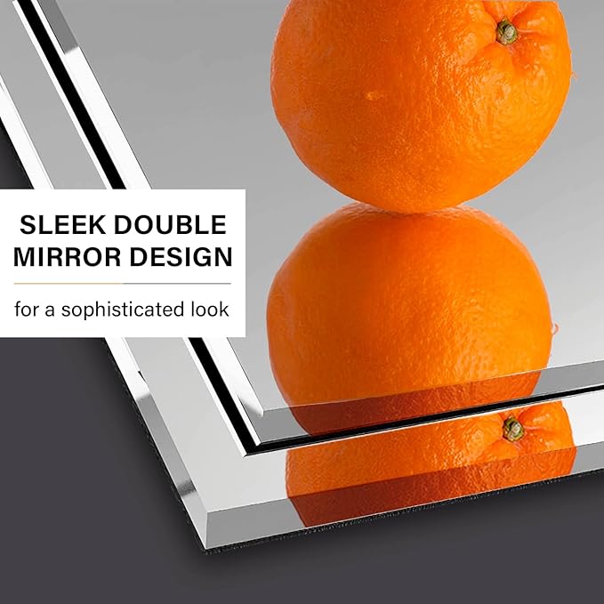 VASUHOME 22x32 Inch Frameless Double Layered Mirror with Polished Beveled Edge, HD Walll Vanity Mirror - Ideal for Bathroom, Living Room, Washroom, and Bedroom