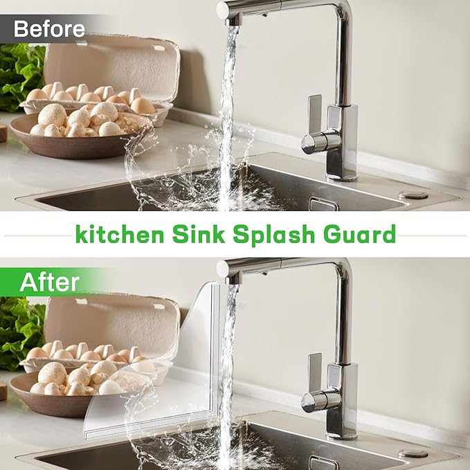 2 Pack Silicone Shower Splash Guard, Acrylic Sink Splash Guard with Adhesive, Fits Most Bathtubs and Sinks, 8.38"x7.36"
