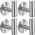 Vuzvuv Adhesive Brushed Nickel SUS304 Stainless Steel Towel Hooks – Heavy Duty Waterproof, Self-Adhesive Coat Robe Hook for Bathroom, Kitchen, Hotel (4-Pack)