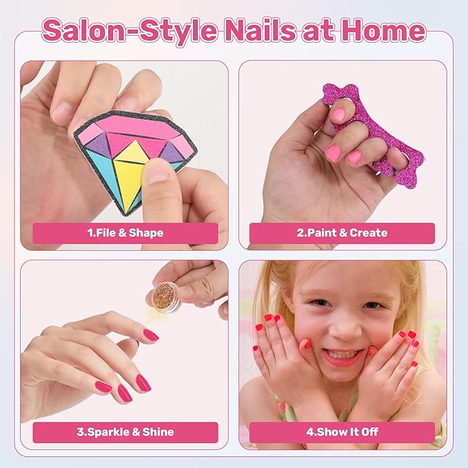 Kids Foot Spa & Nail Art Kit for Kids 4-12 – All-in-1 Foot Spa Set with Colorful Lights & Manicure Set – Fun Girls Spa Kit for Parties & Christmas Birthday Gifts for 6 8 9 10-12 Year Old Girls