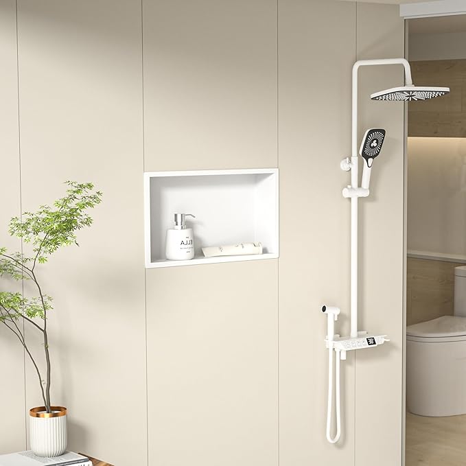 Stainless Steel Shower Niche 20" X 12" White No Tile Needed Niche Shower for Bathroom Storage Recessed Wall Shelf Over Mount Installation
