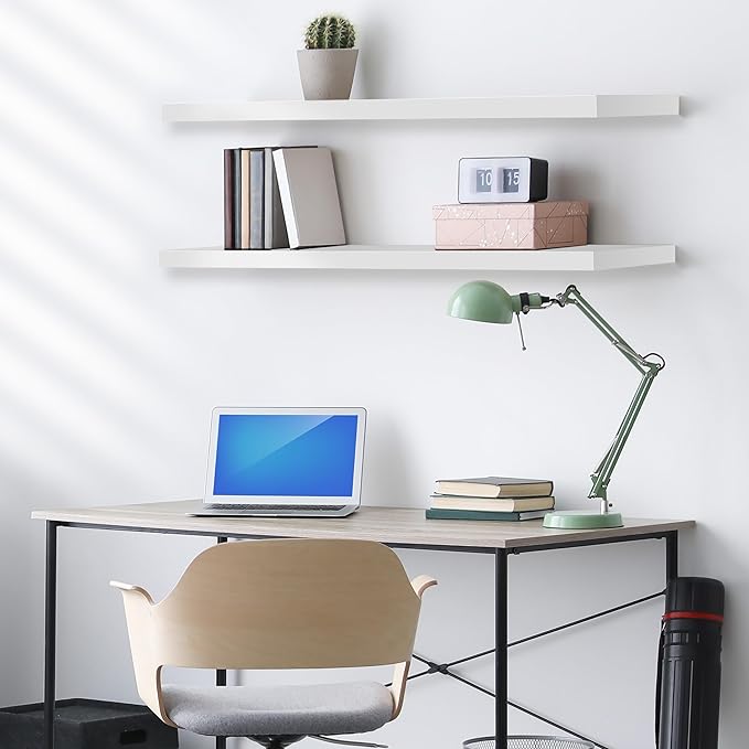Sorbus Floating Shelves for Wall - 48 Inch Long Bathroom Shelves, Wall Decor for Bedroom, Kitchen, Living Room & Book Storage - Mounted Floating Shelf with Invisible Brackets (White, 3 Pack)