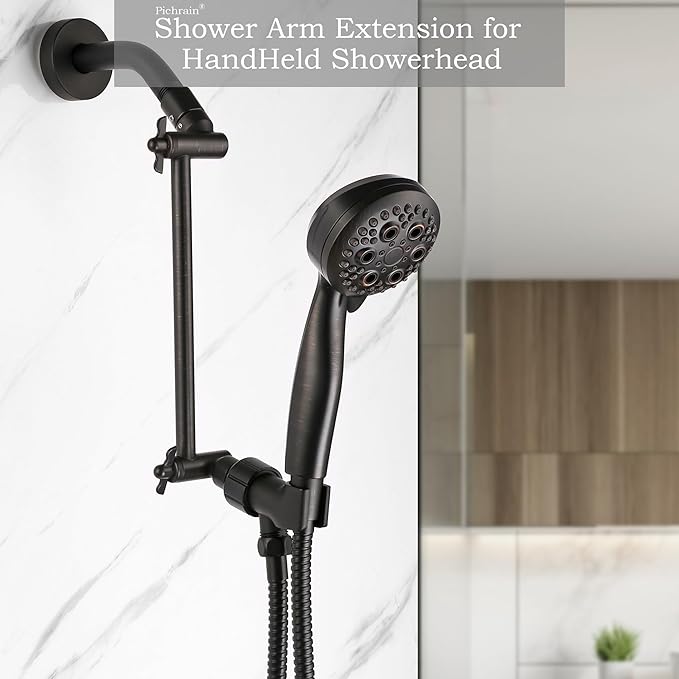 Shower Head Arm, Adjustable Shower Extension Arm for Rain Showerheads, Angle & Height Adjustable Shower Head Extender Arm, G1/2 Universal Connector, Easy to Install (Oil Rubbed Bronze, 10 Inch)
