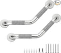 Grab Bars for Bathtubs and Showers- 1-1/4 x 16 Angled Shower Grab Bar for Seniors Knurled Stainless Steel Handicap Grab Bars for Wall (Polished Nickel, 2 Pack)