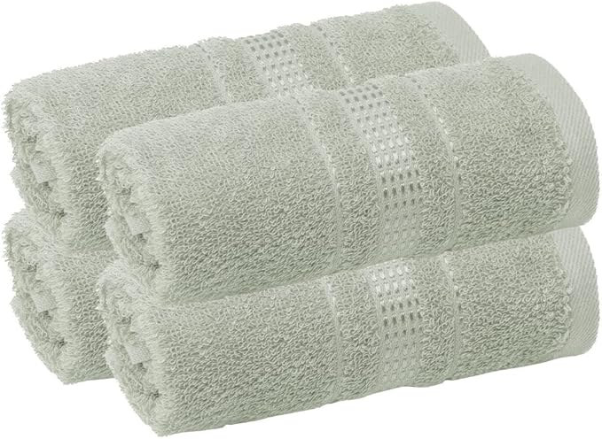 Melissa Linen, Fingertip Towels 4 Pack, 100% Turkish Cotton, Small Hand Towels for Body and Face, 12 x 18 in, Soft and Absorbent, Quick Dry, (Mint Green Fingertip Hand Towels)