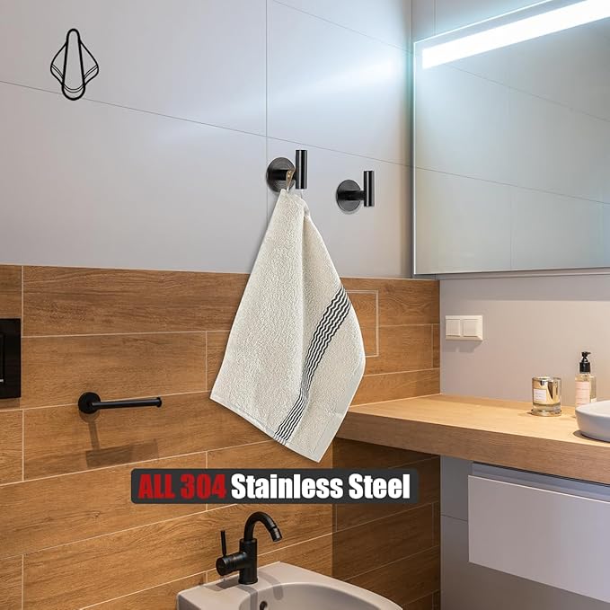JQK Self Adhesive Towel Hook Bronze, No Drill Stick on Coat Robe Clothes Wall Hook for Bathroom Kitchen Garage 4 Pack, 304 Stainless Steel Oil Rubbed Bronze, ATH110-ORB-P4