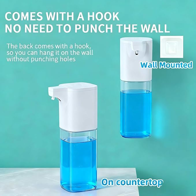 Automatic Liquid Soap Dispenser,Touchless Soap Dispenser 4-Level Adjustable Electric,Auto Bathroom Kitchen Hand Soap Dispenser,12oz/350ml,Wall Mounted,Rechargeable