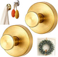 2-Pack Removable & Reusable Suction Cup Hooks for Shower, Heavy Duty No-Drill Cup Hooks for Towels, Robes, Loofah–Wreath Hangers for Front Doors, Mount on Glass, Mirror, Tile (Gold, 2 Pack)