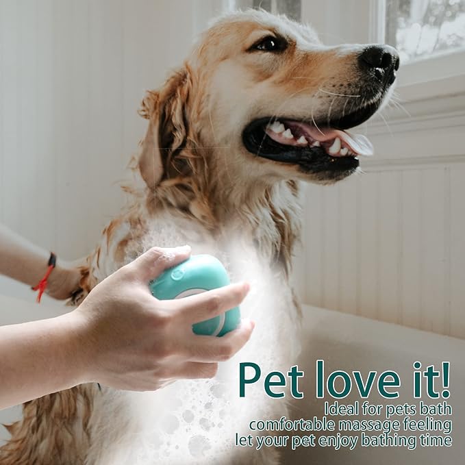 Pet Bath Brush Dog Baths Brush Shampoo Dispenser Soft Silicone Dog Bathing Brushes Dogs Shampoo Brushes scrubbers for Cats and Dogs Shower Brush Grooming (Blue)