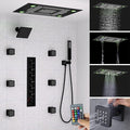 24x32 LED Dual Head Shower System 24"x32" Ceiling Mount Shower Head Thermostatic Shower System Rainfall Shower Set with 6 Inches Shower Head and 6 Body Jets High Pressure Shower Handheld