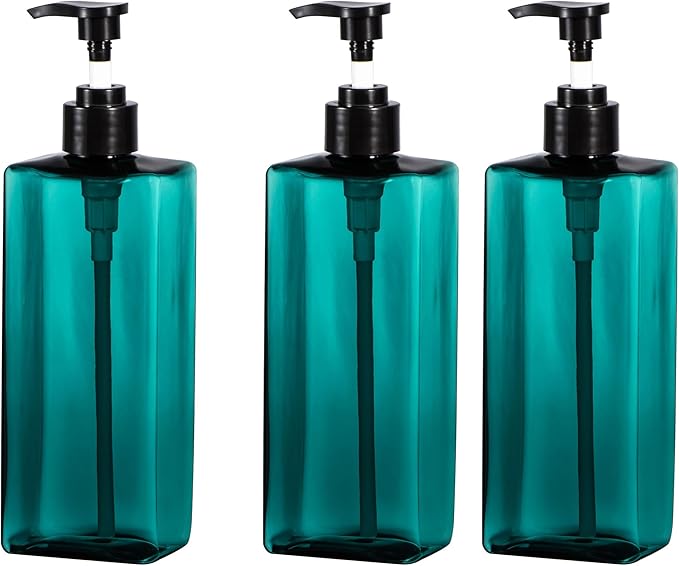 Shampoo and Conditioner Bottles Yebeauty 3pcs 17oz 500ML Shower Pump Bottles Lotion Soap Dispenser Liquid Container Plastic Soap Dispenser for Shampoo Kitchen,Bathroom Body Wash, Sea Green