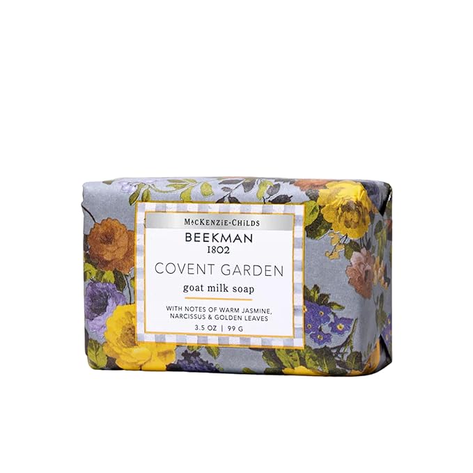 Beekman 1802 x Mackenzie Childs Limited Edition Goat Milk Bar Soap - Covent Garden with Notes of Warm Jasmine, Narcissus & Golden Leaves - 3.5oz Palm Size Bar