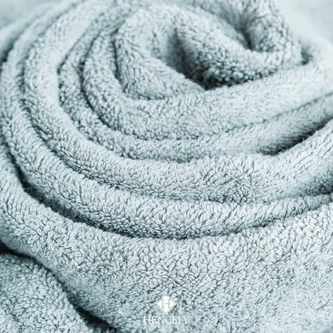 Hencely 6-Piece Bath Towel Set - High Absorbency, Quick Drying - 100% Soft Turkish Cotton - 2 Bath Towels, 2 Hand Towels, 2 Washcloths - for Bathroom, Home, Hotel, Spa, and Gym - 6-Pack Water Green