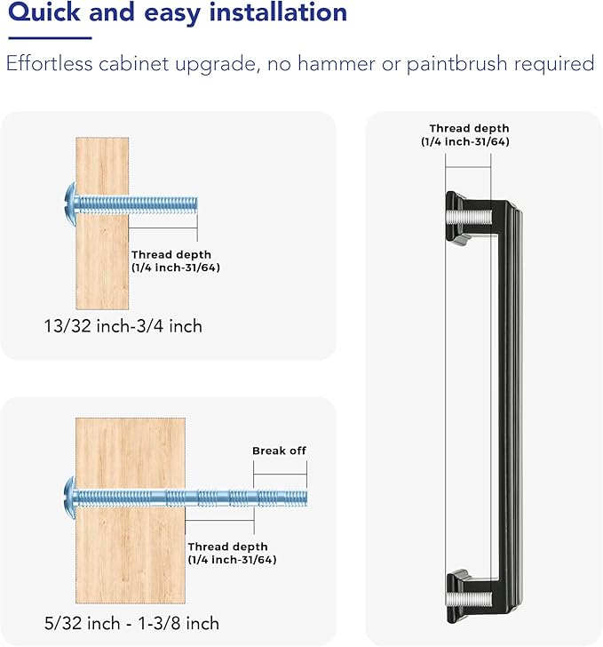 Ravinte Hardware 5 Pack Matte Black Cabinet Pulls, 5 Inch (128mm) Hole Center Zinc Alloy Drawer Handles for Kitchen Cabinets, Cupboards, Dressers, Square Solid Metal Hardware