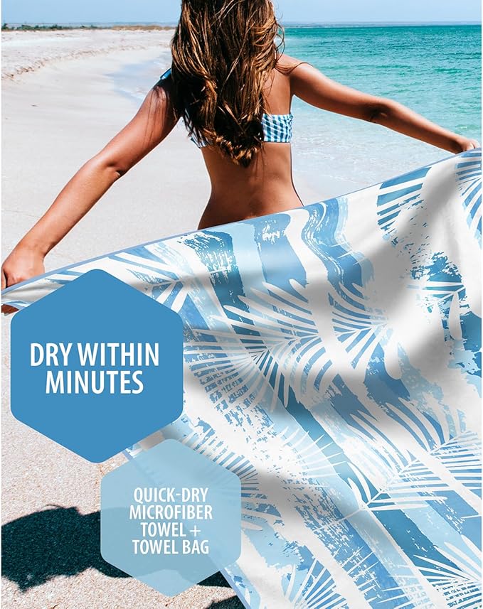 VENTURE 4TH Microfiber Beach Towel: Quick-Dry, Compact, Sand-Free, Absorbent, Sandproof and Lightweight - Perfect for Camping, Beach, and Roadtrips (Ocean Vibe Design | 35x78 inches)