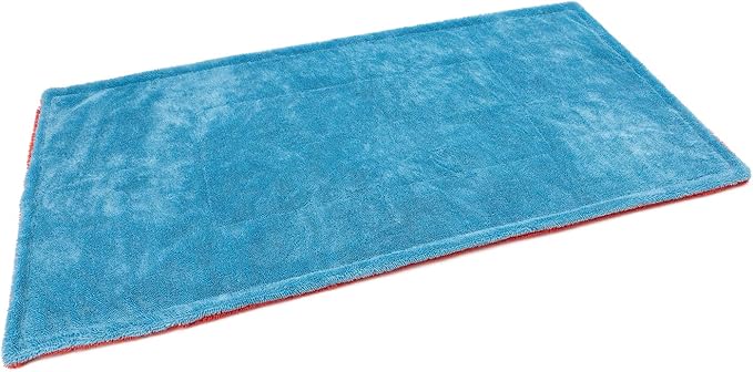 Autofiber Dreadnought Max Triple Layer Microfiber Car Drying Towel, Twist Pile, 1400GSM - Pack of 1, Blue/Red (30 inch x 40 inch)