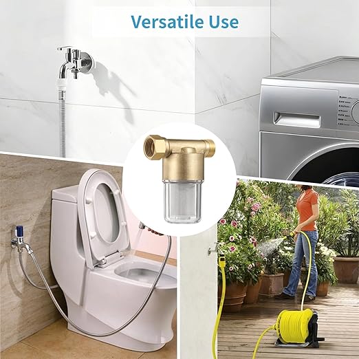 yeesport Garden Hose Sediment Filter, Inline Water Filter Washing, Machine Water Filter for Electric Water Heater, Shower, Garden Hose, Anti Clogging, 3.7 x 3.3 x 2.0 in