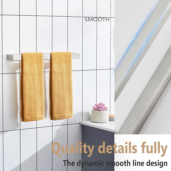 KOKOSIRI Towel Bar Brushed Nickel Bath Towel Hanger Holder 16-Inch Kitchen Rack Stainless Steel for Bathroom Hardware Wall Mount, 1 Pack B4008BR-L16