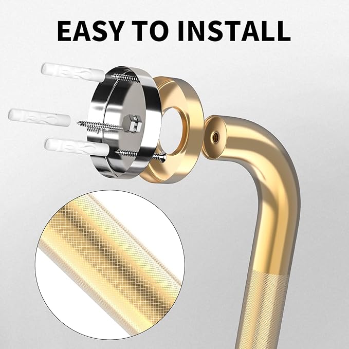 20 Inch Anti Slip Shower Grab Bar Gold, Munzong 2 Pack Bathroom Grab Bar, Knurled Bathroom Balance Bar,Safety Hand Rail Support Handicap Elderly Injury Senior Assist Bath Handle
