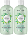 ATTITUDE Bubble Bath, EWG Verified, Plant and Mineral-Based Ingredients, Dermatologically Tested, Vegan and Cruelty-Free Body Care Products, Olive Leaves, 16 Fl Oz (Pack of 2)