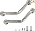 Grab Bars for Bathtubs and Showers- 1-1/4 x 16 Angled Shower Grab Bar for Seniors Knurled Stainless Steel Handicap Grab Bars for Wall (Brushed Nickel, 2 Pack)