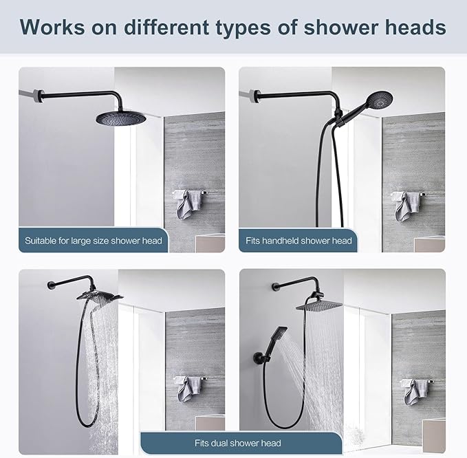 BRIGHT SHOWERS 16-Inch Shower Head Extension Arm with Flange, L Shaped Shower Extender, Extra-Long Stainless Steel Shower Pipe, Oil-Rubbed Bronze
