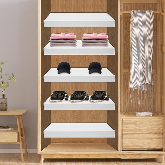 33 Inch Floating Shelves for Wall, 16 Inch Deep Hanging Shelf, Large Display & Storage Shelf for Bathroom, Bedroom, Living Room, Set of 5 (White, 33 Inch)