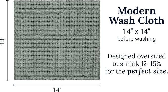 GILDEN TREE Waffle Bath Towels Wash Cloths for Showering, Exfoliating Washcloth Quick Dry Towel, Face Towels for Washing Face Cotton Washcloths Set of 4, Modern Style (Sage Grey)