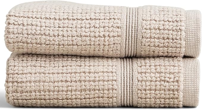 Preston Lane Douro Washcloth Set – 2 Pack Luxury Cotton Towels, Ultra Soft & Absorbent, Quick-Dry Spa-Quality Bathroom Towels, Made in Portugal, Clay