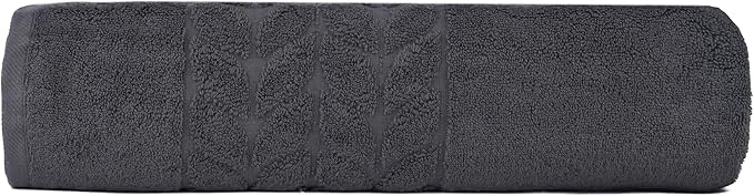 BAGNO MILANO Organic Turkish Cotton Bath Towels, Luxury Jacquard Collection, Certified Organic Highly Absorbent, Soft-Plush Towel Set (Charcoal, Bathsheet)