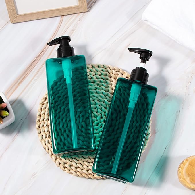 Shampoo and Conditioner Bottles Yebeauty 3pcs 17oz 500ML Shower Pump Bottles Lotion Soap Dispenser Liquid Container Plastic Soap Dispenser for Shampoo Kitchen,Bathroom Body Wash, Sea Green