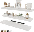 Fun Memories 32 Inch Floating Shelves Wall Shelf Set of 3, White Bathroom Shelves 32 Inch, Farmhouse Home Decor Living Room, Kitchen White Shelves for Wall, 32 x 6.7 x 1.4 Inch