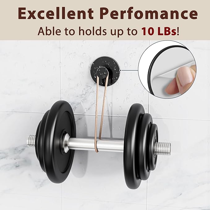 Towel Hooks for Bathroom Wall - Extra Sticky Stainless, Holds up to 12LB, Coat Hooks Wall Hooks, Adhesive Door Holder Hanger Shower Accessories, Matt Black Heavy Duty, 6 Pack