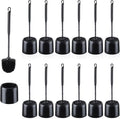 Roshtia 12 Sets Toilet Brush and Holder Set for Bathroom Toilet Bowl Brush Scrubber with Caddy for Deep Cleaning, 14.57 Height (Black)