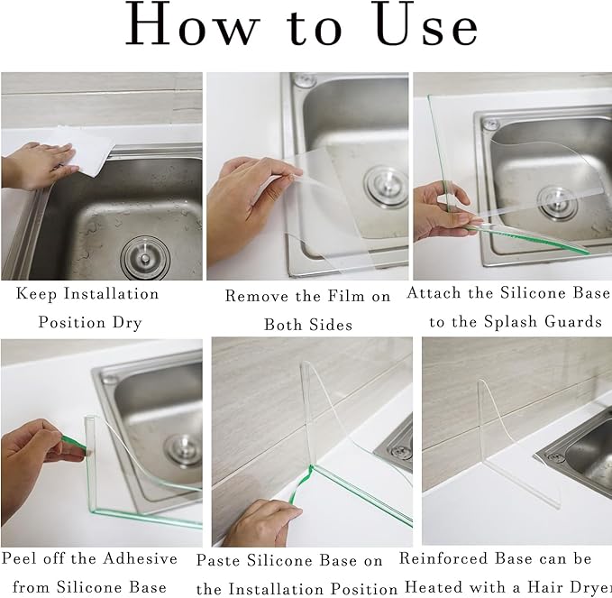 Shower Splash Guard Set Acrylic Shower Water Barrier Corner Splash Protector for Bathtub Keep Water Inside Shower Prevent Water Splashing Ideal for Sink Bathtub and Basin Use (Transparent)