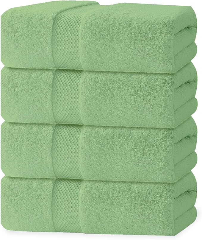 100% Cotton Bath Towel Set, Set of 6 Bath Towels, 2 Bath Towel, 2 Hand Towels, 2 Wash Cloths for Showering, Highly Absorbent Bathroom Set, Super Soft & Quick Dry Towels for Bathroom, Sage