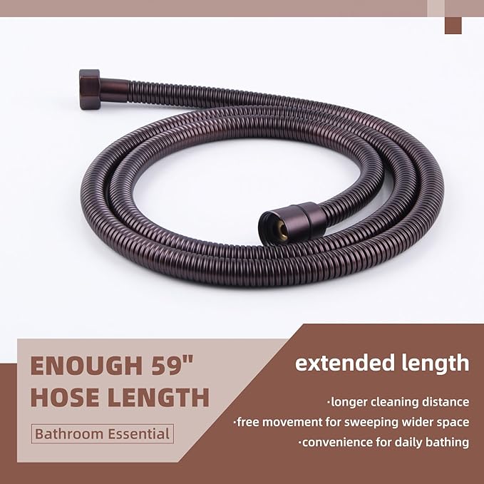 Angle Simple Shower Head Hose Lighter Oil Rubbed Bronze, Stainless Steel Flexible Shower Sprayer Hose Replacement, 59 Inches