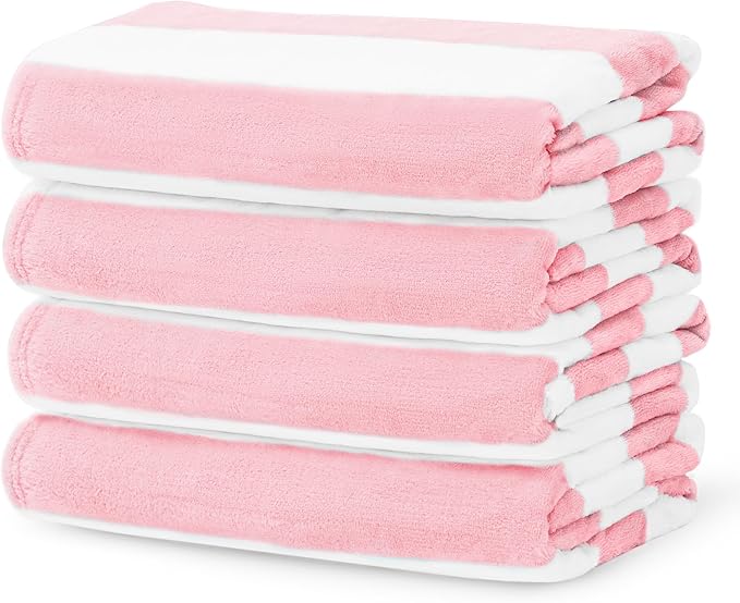 Touchat Beach Towel Oversized,Super Absorbent Sand Free Thick Microfiber Beach Towel (Pink 4Pack, 30”x60“)