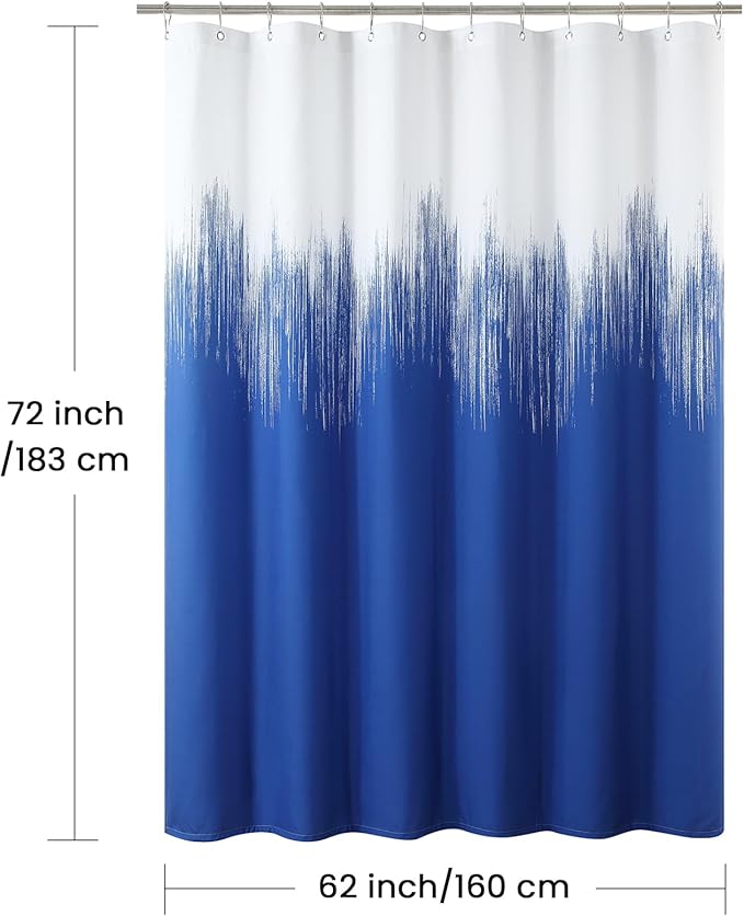 Blue Shower Curtain, Royal Blue Ombre Fabric Shower Curtains for Bathroom, Waterproof Bathroom Shower Curtains, 62" W x 72" H