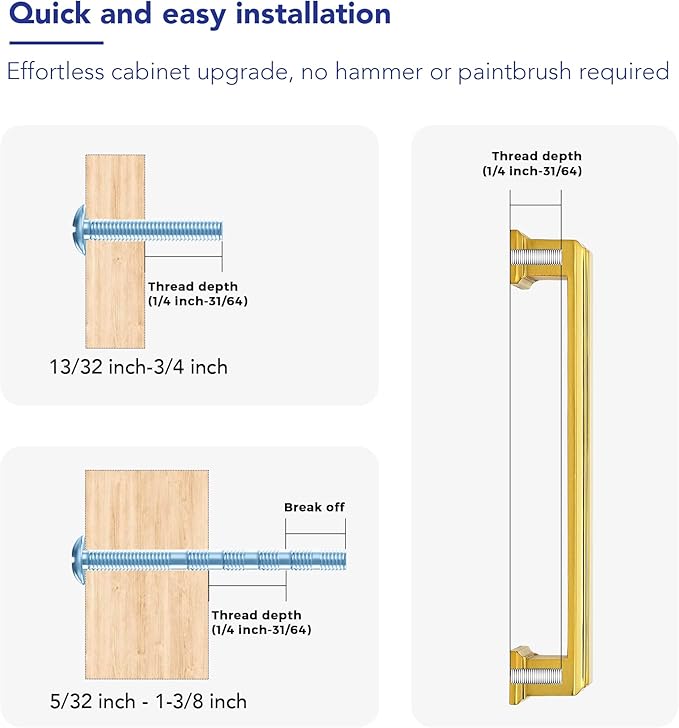Ravinte Hardware 15 Pack Brushed Brass Cabinet Pulls, 5 Inch (128mm) Hole Center Zinc Alloy Drawer Handles for Kitchen Cabinets, Cupboards, Dressers, Square Solid Metal Hardware