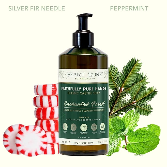 Liquid Castile Soap | Organic Olive and Coconut Oils | Non Drying Formula For All Skin Types | Naturally Fragranced Essential Oils (Silver Fir Needle)