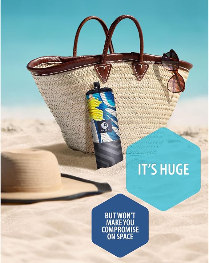 VENTURE 4TH Microfiber Beach Towel: Quick-Dry, Compact, Sand-Free, Absorbent, Sandproof and Lightweight - Perfect for Camping, Beach, and Roadtrips (Hibiscus Design | 35x78 inches)